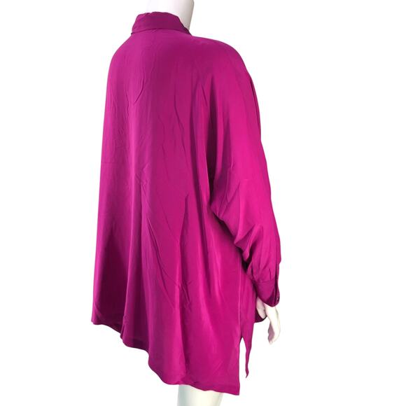 Eileen Fisher Womens Size M Tunic Top Hi Low Long Sleeve Popover Silk *TINY FLAW - Picture 8 of 16